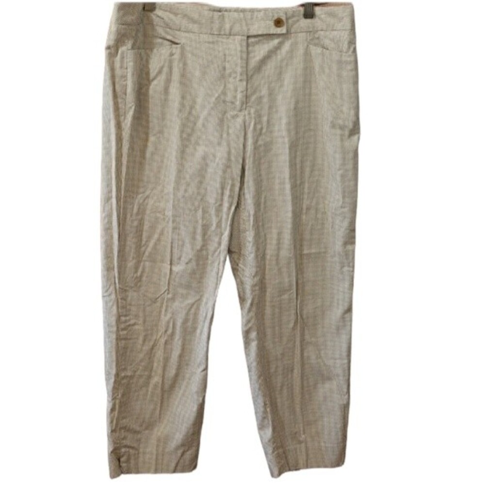 Talbots Tan Gingham Plaid Capri Pants Cotton Spandex 12 Bleach Project